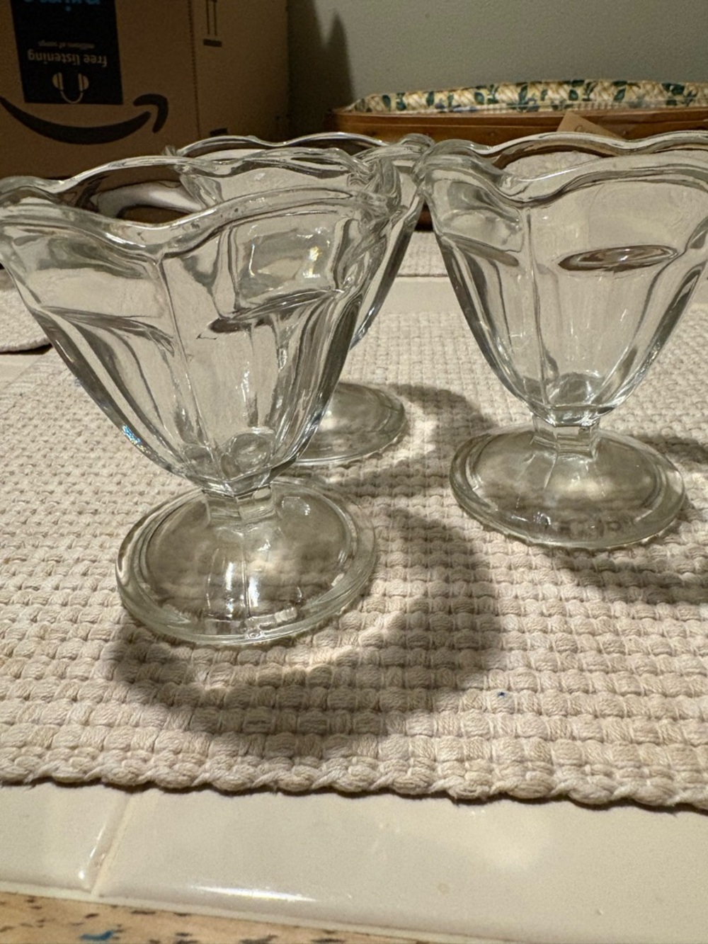 Vintage Clear Glass Dessert Cups - Set of 2